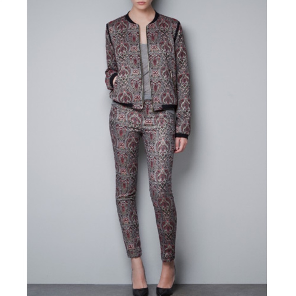 Jacquard Paisley Metallic Bomber Jacket & Pants Co-Ord Set